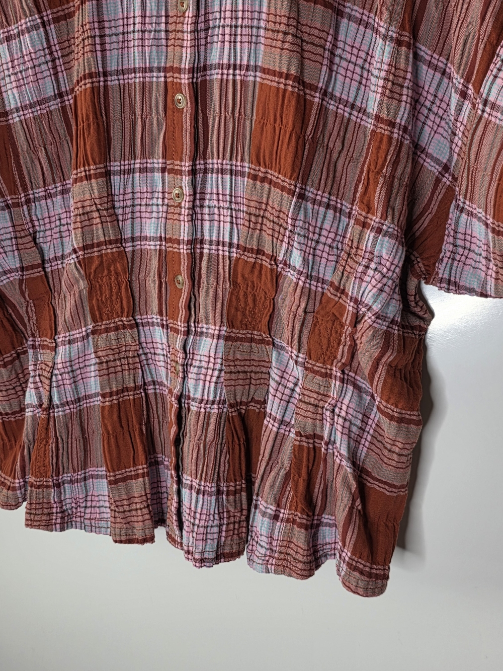 Anthropologie Pilcro The Bobbie Short-Sleeve Fitted-waist smocked top Large - Picture 4 of 10